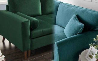 Green Corner Sofa with Arms