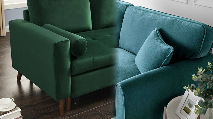 Green Corner Sofa with Arms